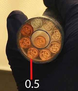 A reading of a hydrogen heroxide CHEMets ampoule in a C-5501 comparator at increment 6 (0.5 ppm)